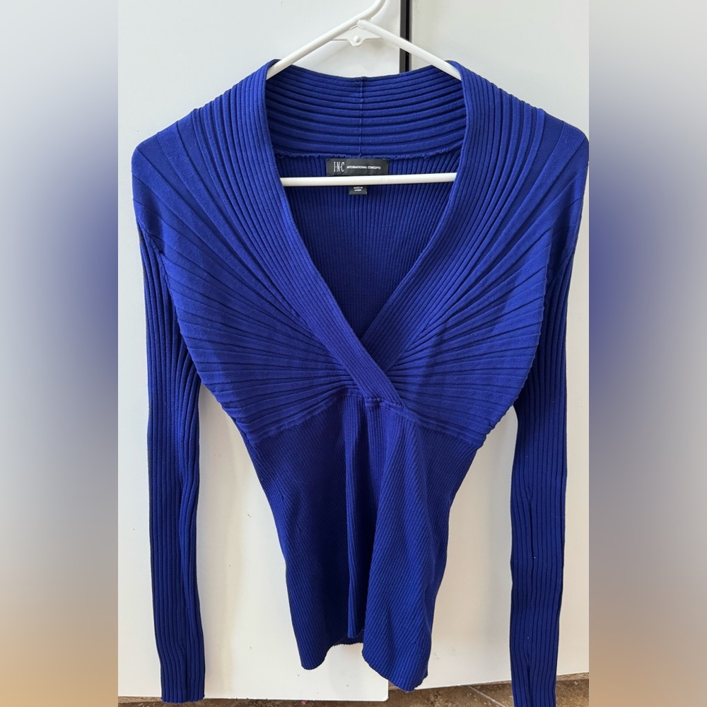 INC International Concepts Royal Blue Ribbed Sweater